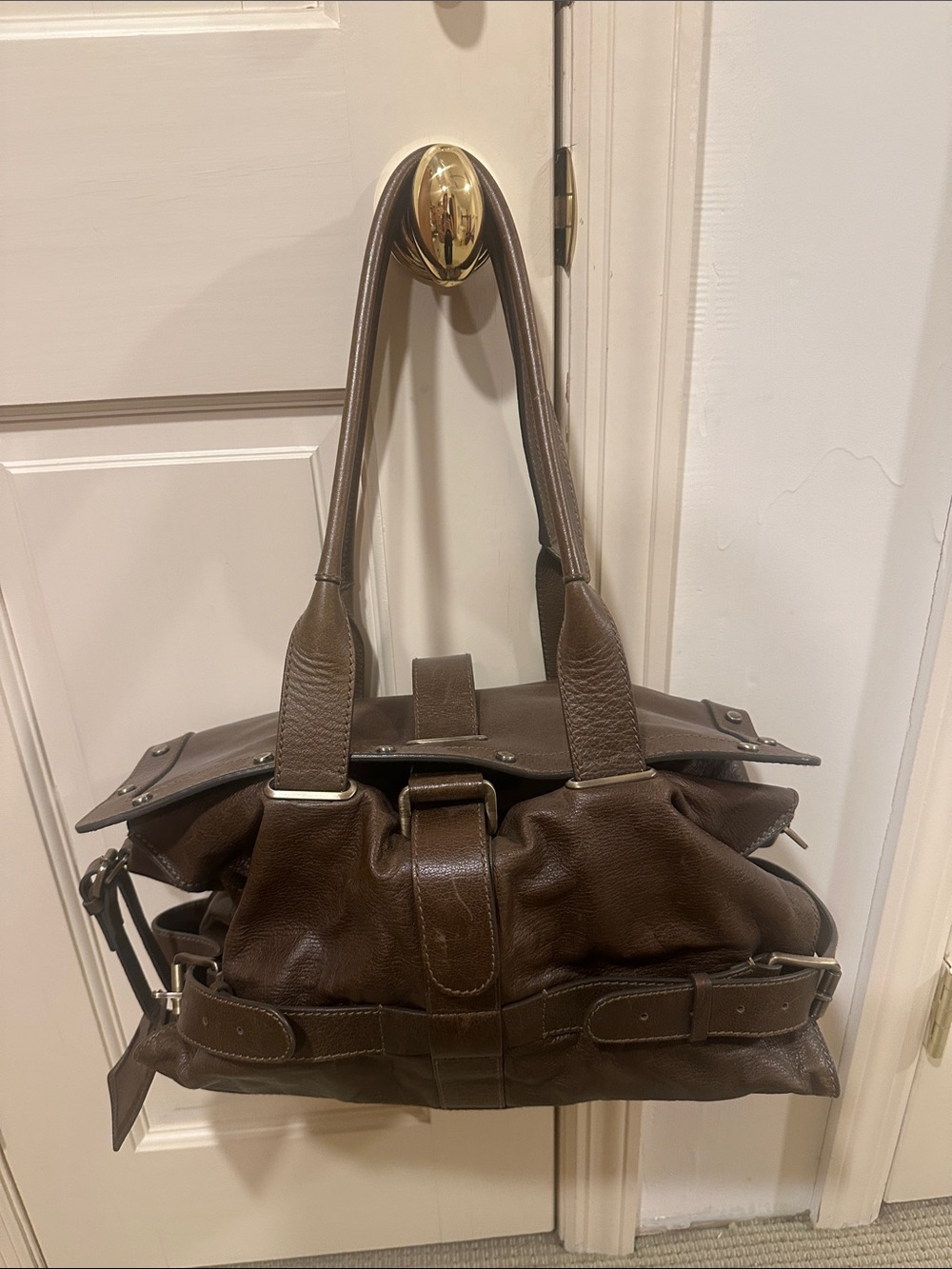 Theory Brown Leather Shoulder Bag